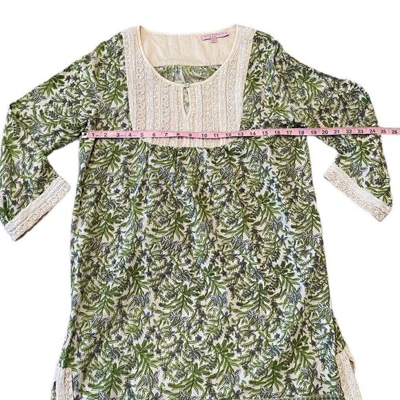 Calypso St Barth Indian Block Print Beaded Tunic Dress Size Small - Picture 13 of 16